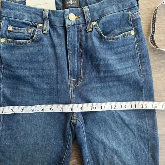 NWT 7 For All Mankind Dark Blue High Rise Skinny Jeans - Picture 7 of 12